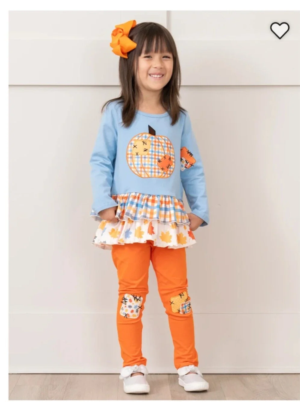 BNWT - Blue & Orange Pumpkin Ruffle Top and Legging Set